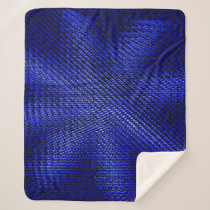 Blue and black plaid textile sherpa blanket