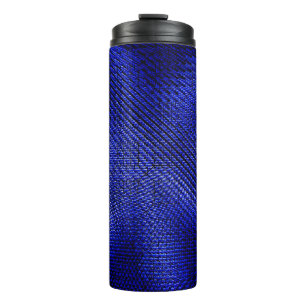 Blue and black plaid textile thermal tumbler