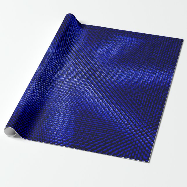 Blue and black plaid textile wrapping paper (Unrolled)