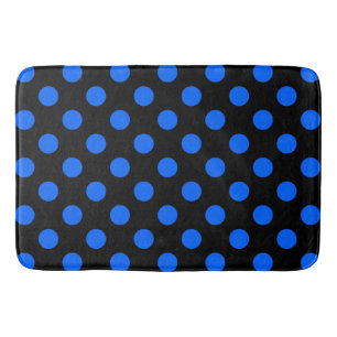 Blue and black polka dots bath mat