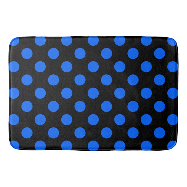 Blue and black polka dots bath mat (Front)