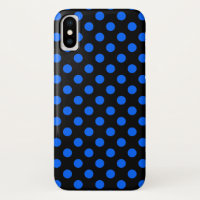 Blue and black polka dots