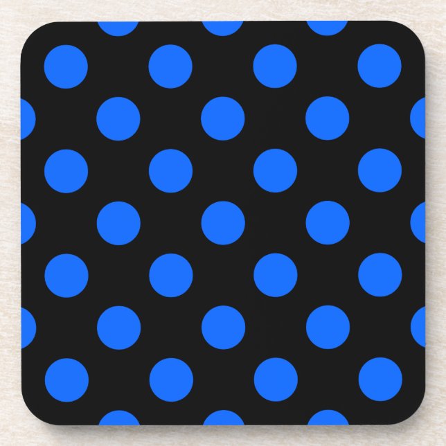 Blue and black polka dots coaster (Front)