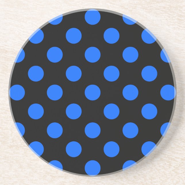 Blue and black polka dots coaster (Front)