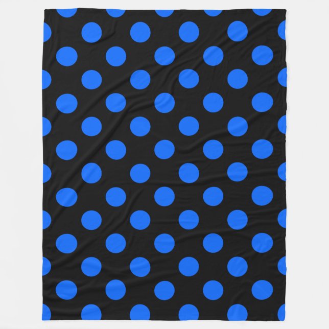 Blue and black polka dots fleece blanket (Front)