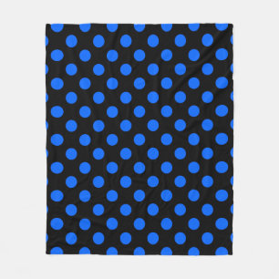 Blue and black polka dots fleece blanket