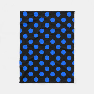Blue and black polka dots fleece blanket