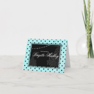 Blue and black polka dots holiday card