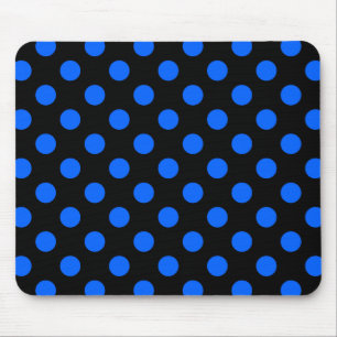 Blue and black polka dots mouse mat