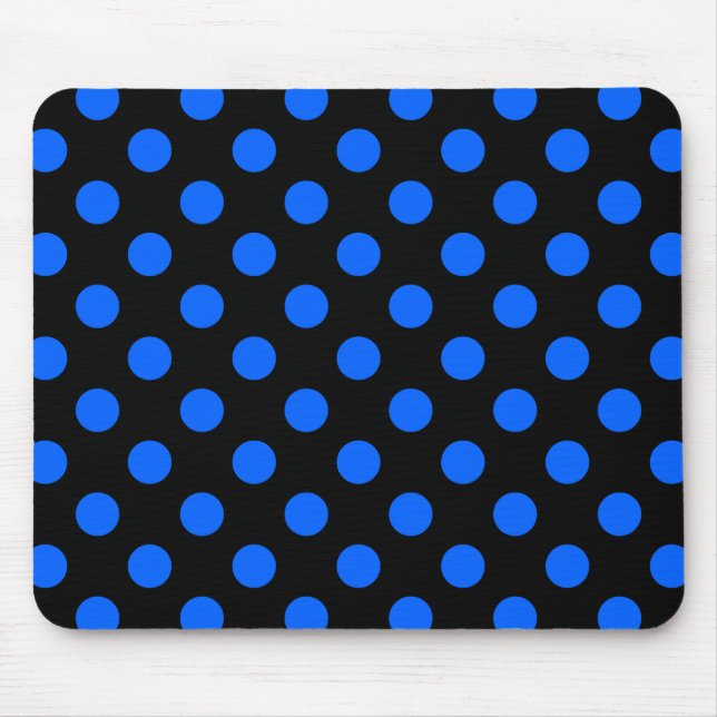 Blue and black polka dots mouse mat (Front)