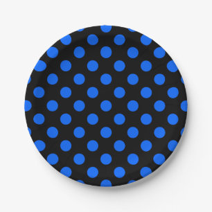 Blue and black polka dots paper plate