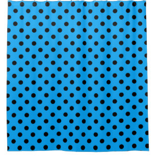 Blue and Black Polka Dots Shower Curtain