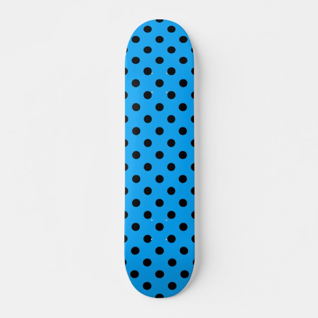 Blue and Black Polka Dots Skateboard (Front)
