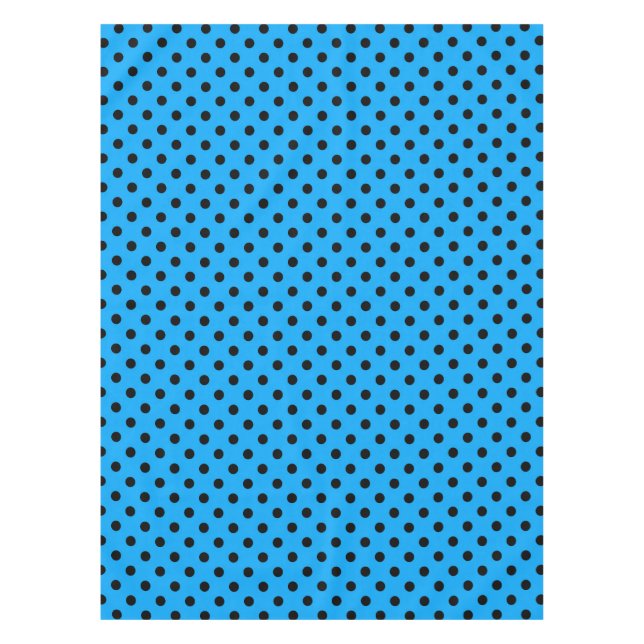 Blue and Black Polka Dots Tablecloth (Front)