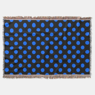 Blue and black polka dots throw blanket