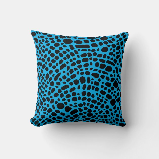 Blue And Black Psychedelic Oragnic Skin Pattern Cushion (Front)