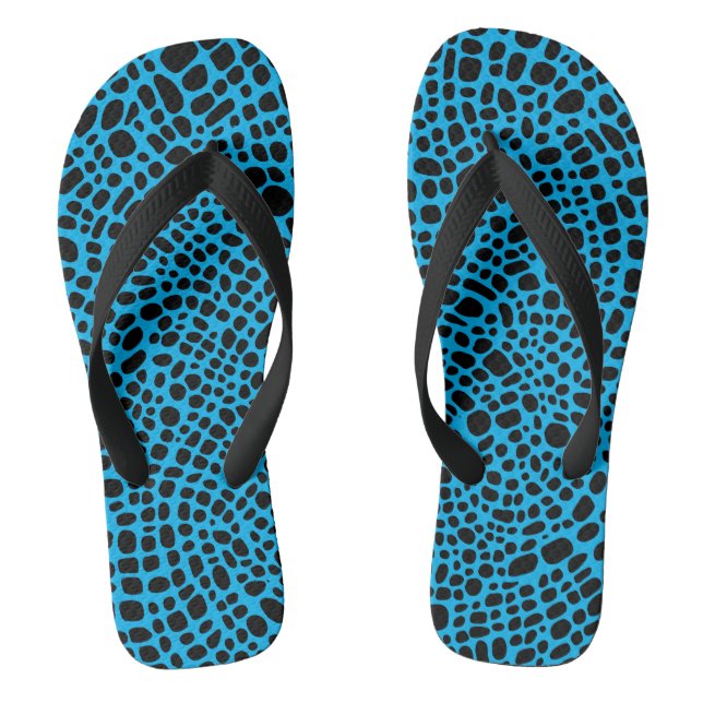 Blue And Black Psychedelic Oragnic Skin Pattern Flip Flops (Footbed)