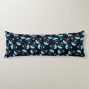 Blue and Black Repeating Motif   Skull Pattern Body Cushion