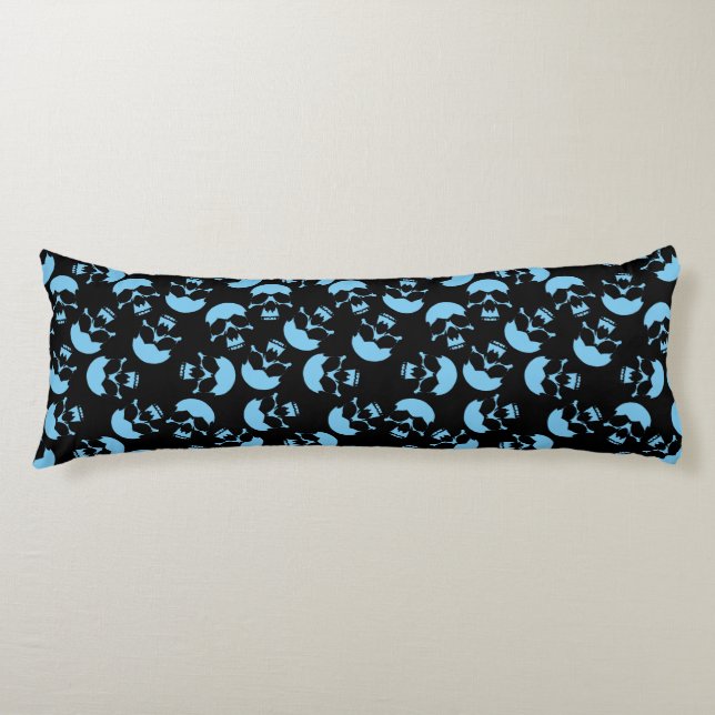 Blue and Black Repeating Motif | Skull Pattern Body Cushion (Front)