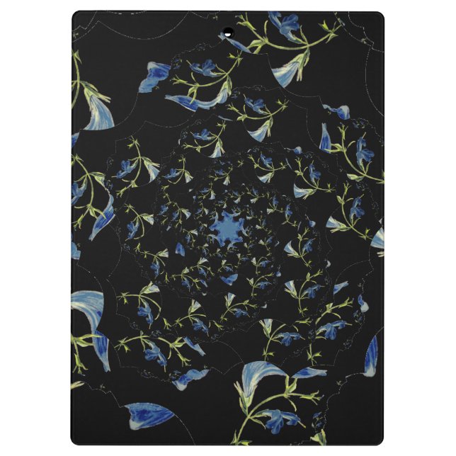 Blue and black Sage fractal art Clipboard (Back)