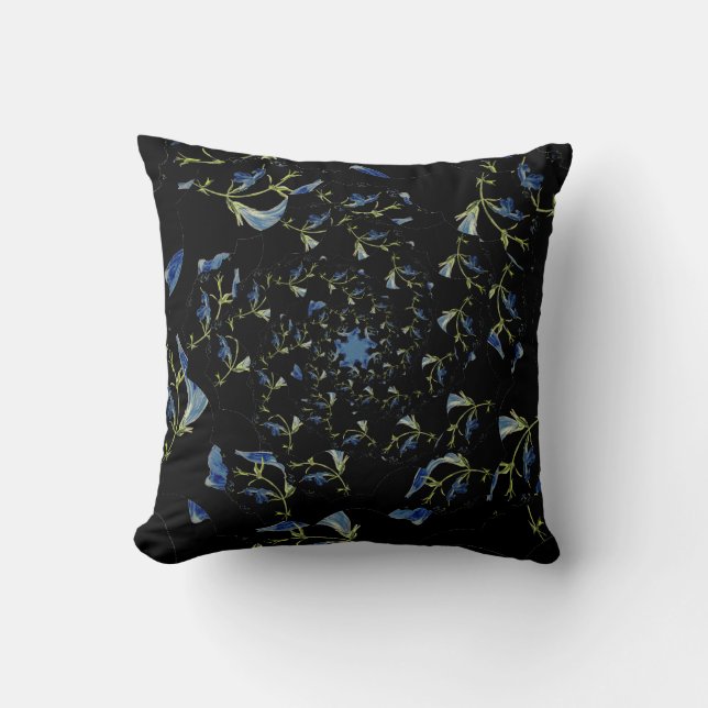 Blue and black Sage fractal art Cushion (Front)