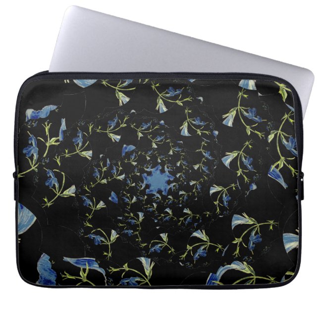 Blue and black Sage fractal art Laptop Sleeve (Front)