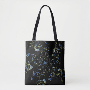 Blue and black Sage fractal art Tote Bag