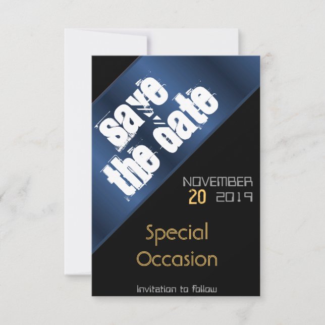 Blue and black Save the Date (Front)