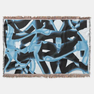 Blue and black scraps or ribbons being destroyed throw blanket