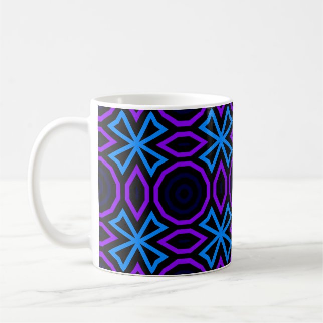 Blue and black seamless pattern with simple geomet coffee mug (Left)
