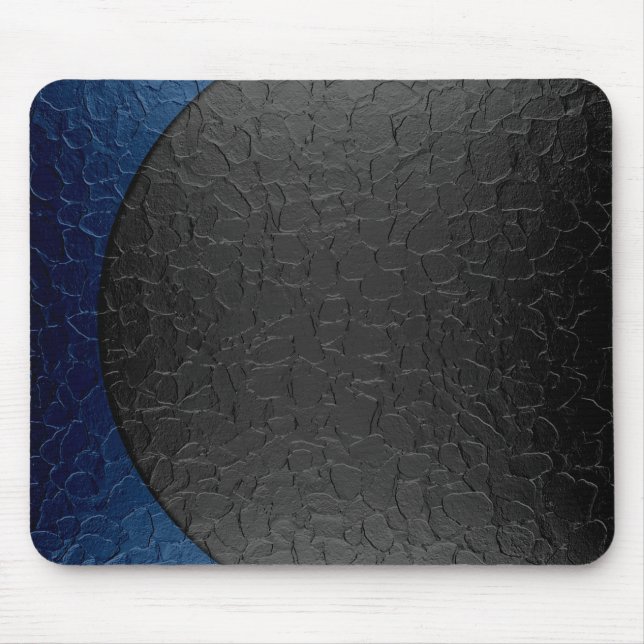 Blue and Black Shiny Stainless Steel Metal Mouse Mat (Front)
