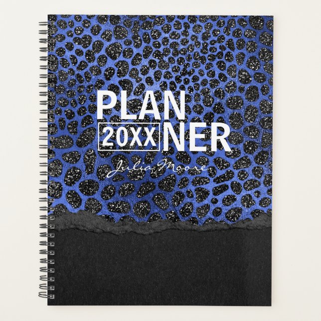 Blue And Black Spots Pattern Personalised Planner (Front)