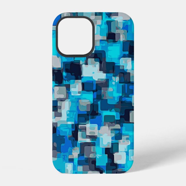 blue and black square pattern abstract backgrounda iPhone case (Back)
