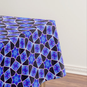 Blue and  Black Star Tile Tablecloth