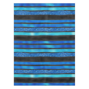 Blue And Black Striped Tablecloth