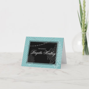 Blue and black stripes holiday card