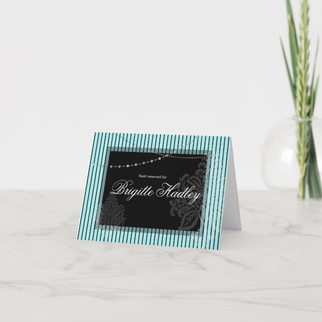 Blue and black stripes holiday card (Front)