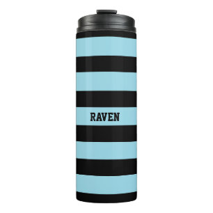 blue and black stripes thermal tumbler