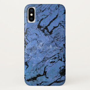 blue and black swirl marble pattern iPhone x case