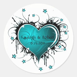 Blue and Black Swirls Save The Date Stickers