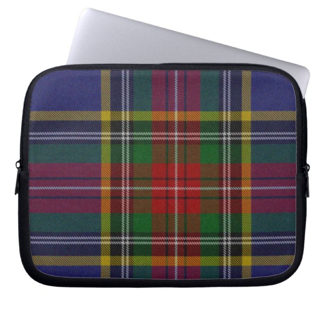 Blue and Black Tartan Plaid Laptop Cover (Front)