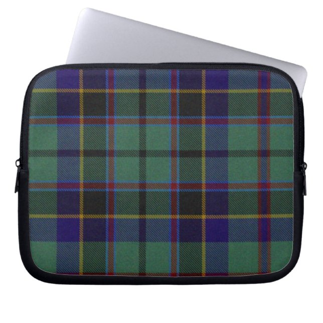 Blue and Black Tartan Plaid Laptop Cover (Front)