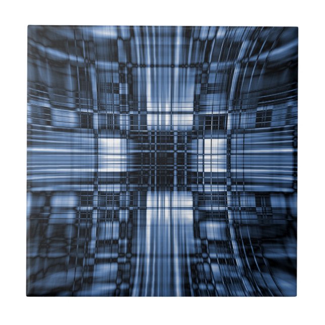 Blue and black tech lines tile (Front)