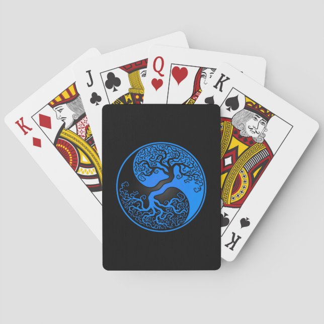Blue and Black Tree of Life Yin Yang Playing Cards (Back)
