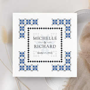 Blue and Black Ukrainian Embroidery Wedding Napkin