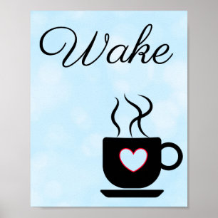 Blue and Black Wake Sign for Kitchen