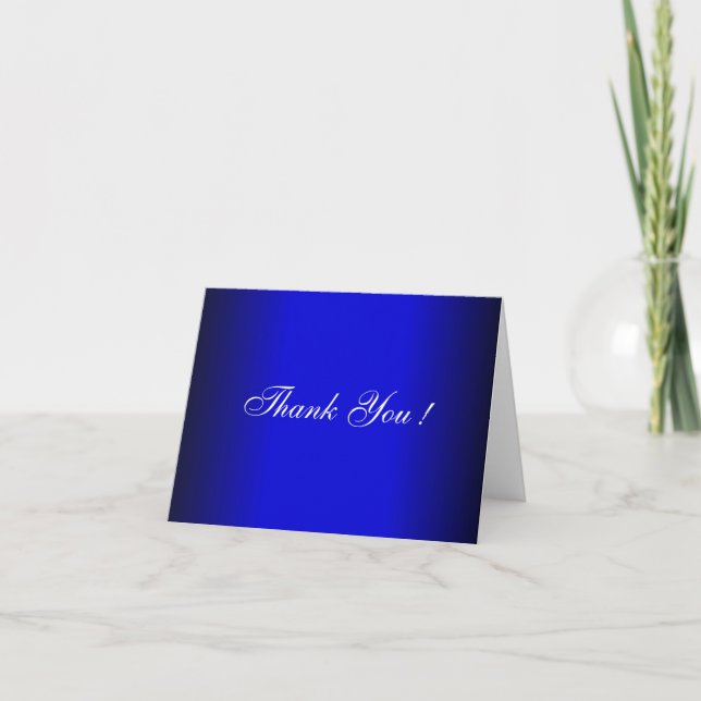 Blue and Black Wedding Blank Thank You Cards (Front)