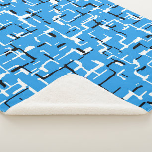 Blue and Black White Abstract Pattern Sherpa Blanket