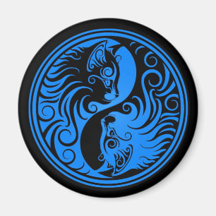 Blue and Black Yin Yang Cats Magnet