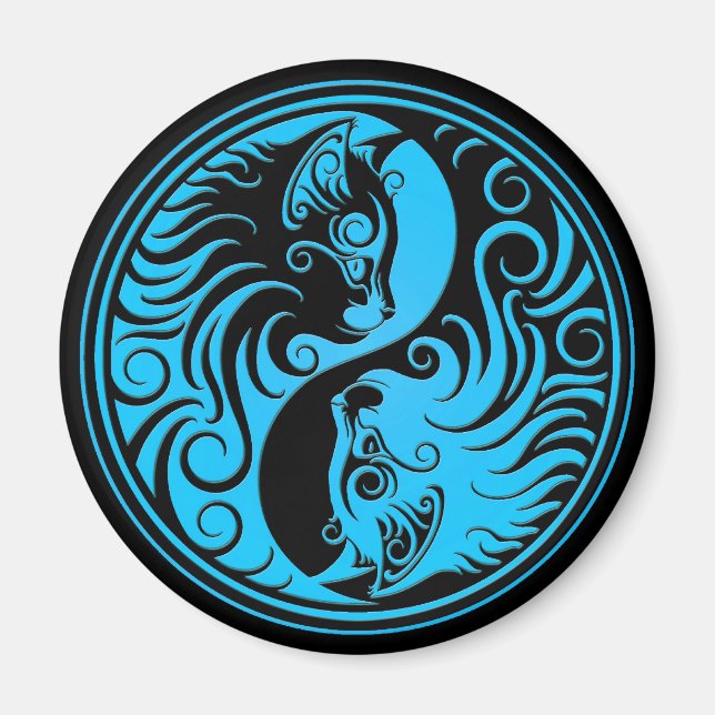 Blue and Black Yin Yang Kittens Magnet (Front)
